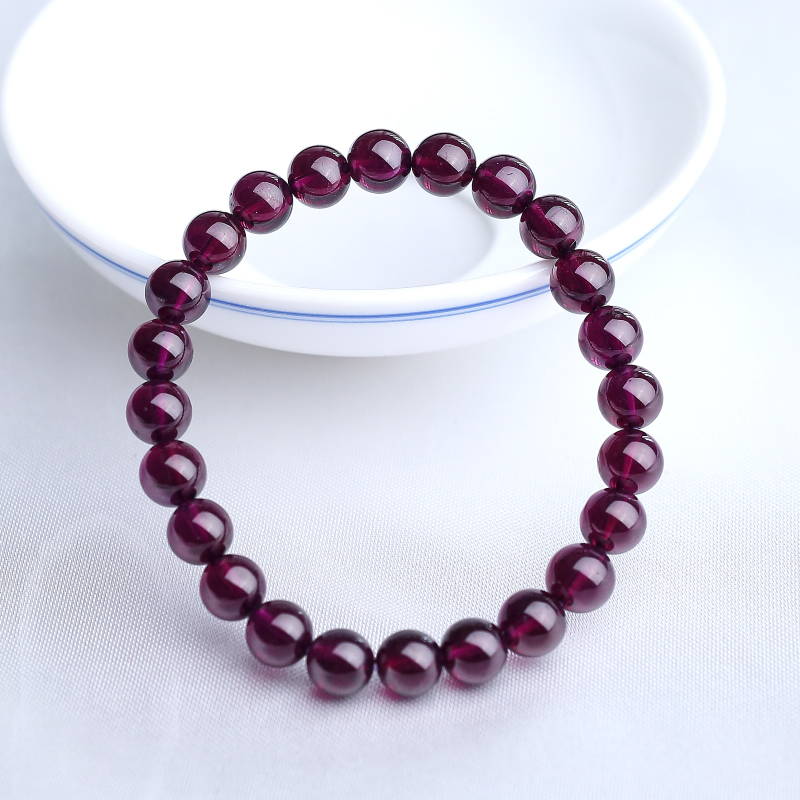 7mm巴西天然紫色石榴石手串-红掌柜