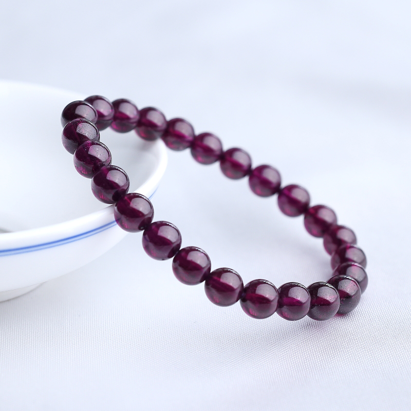 7mm天然紫色石榴石手串-红掌柜