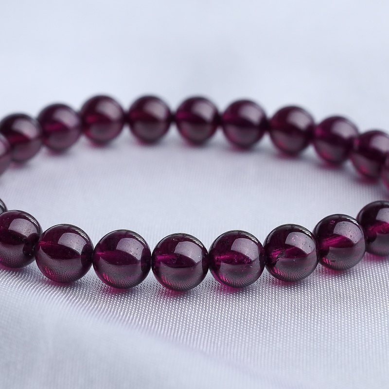 7mm巴西天然石榴石手串-红掌柜