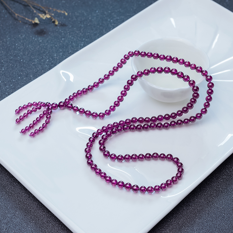巴西紫色石榴石珠链-红掌柜