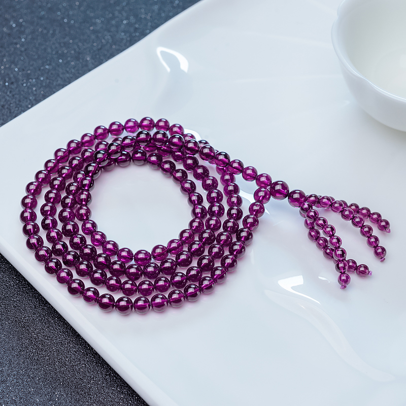 紫色石榴石珠链-红掌柜
