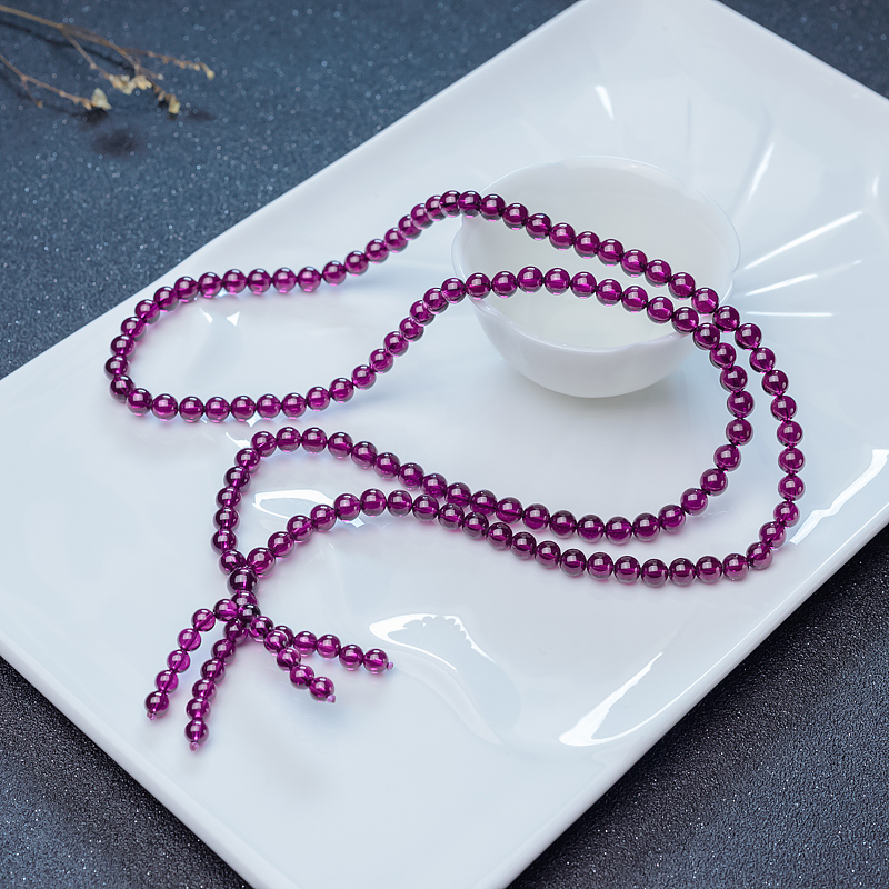 巴西紫色石榴石珠链-红掌柜