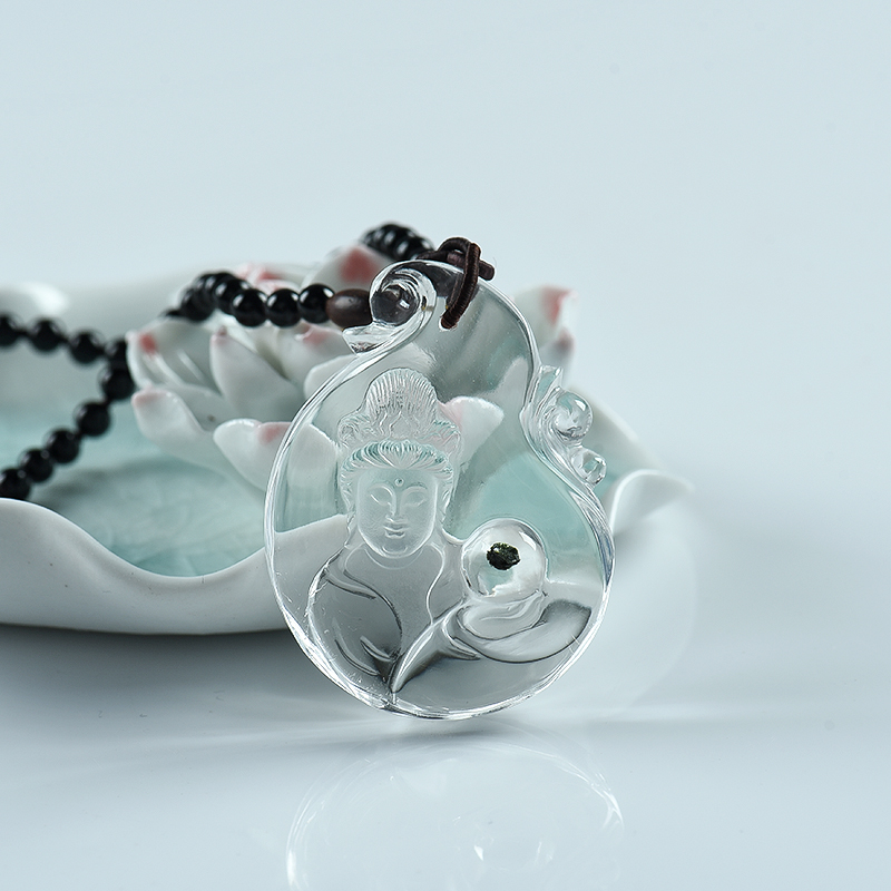 巴西天然观音水晶吊坠 - 红掌柜