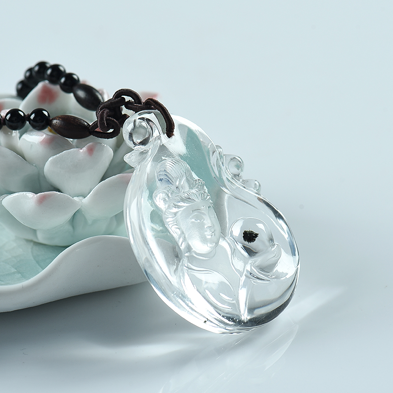 天然观音水晶吊坠 - 红掌柜