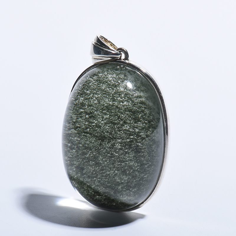 巴西绿幽灵镶嵌蛋面水晶吊坠-红掌柜