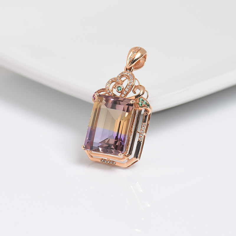 巴西天然紫黄晶吊坠-红掌柜