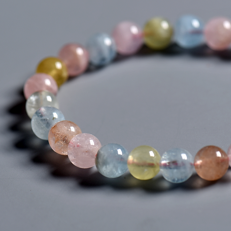 天然摩根石单圈手串-红掌柜