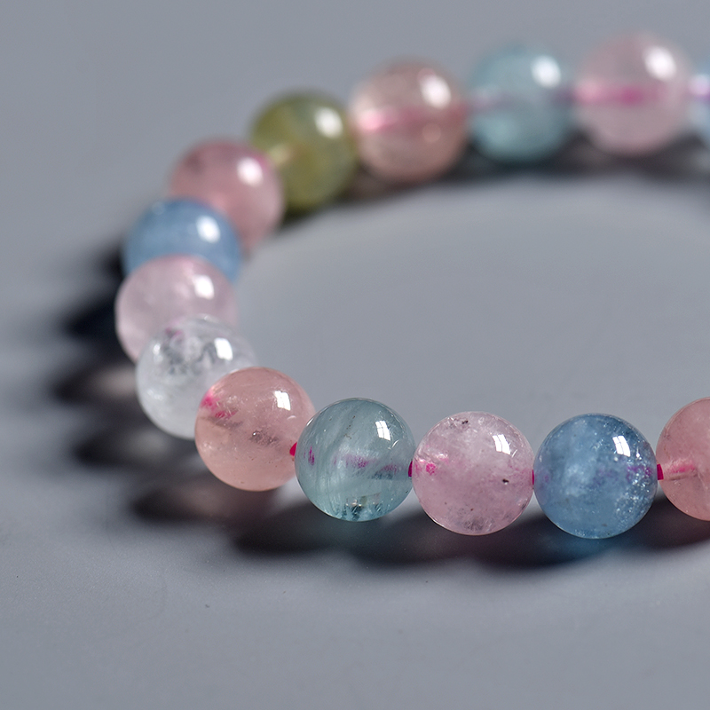 天然摩根石单圈手串-红掌柜