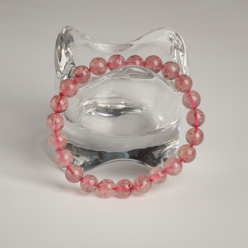 天然巴西草莓晶单圈手串-红掌柜