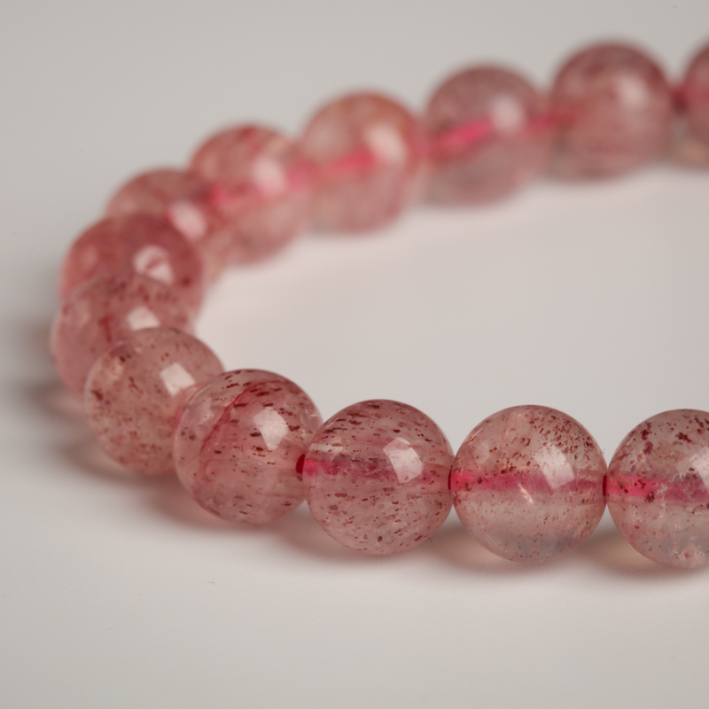 天然巴西草莓晶手串-红掌柜