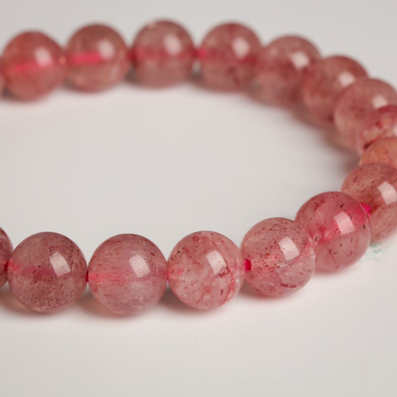 天然草莓晶单圈手串-红掌柜