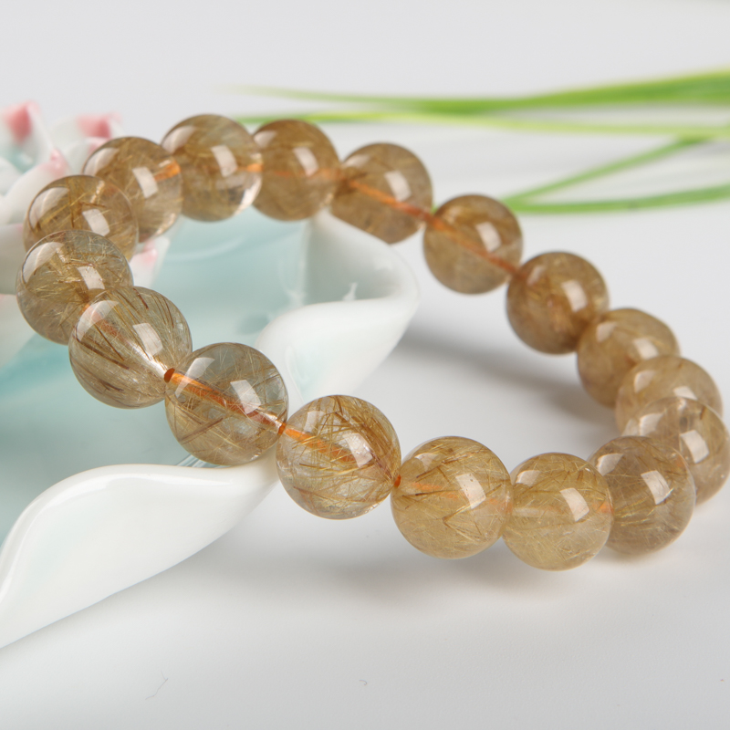 天然金发晶单圈手串-红掌柜