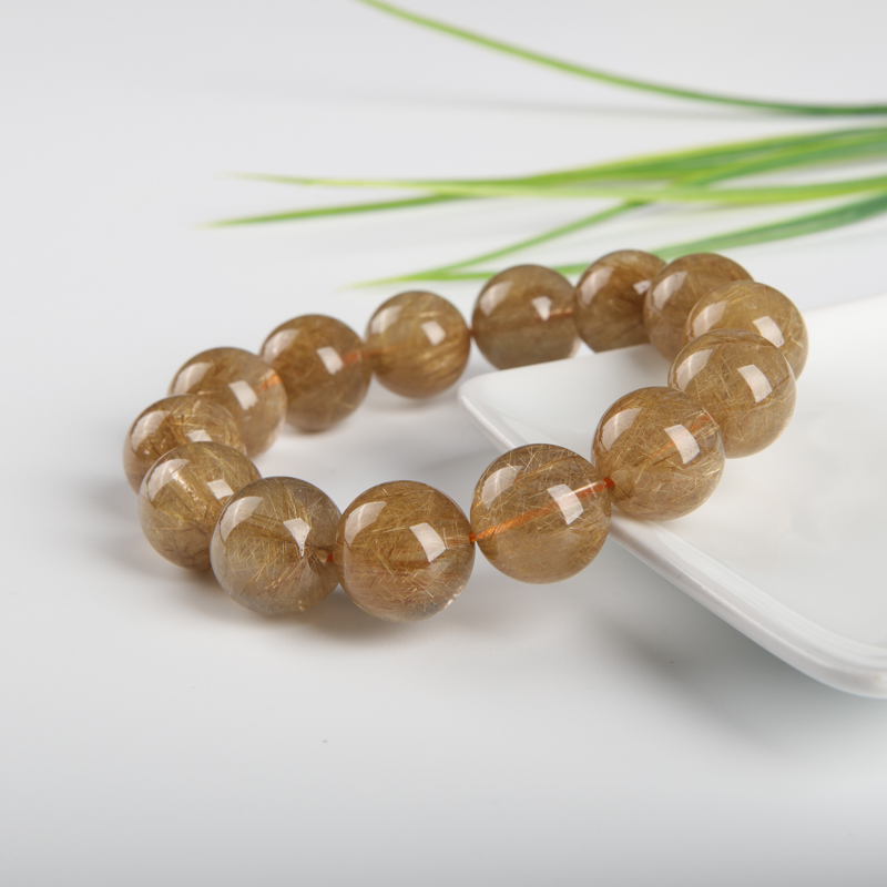 15mm巴西金发晶单圈手串-红掌柜