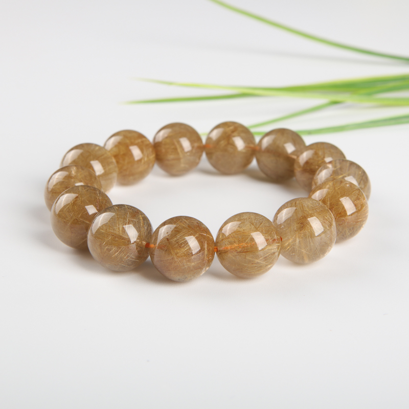 天然金发晶单圈手串-红掌柜