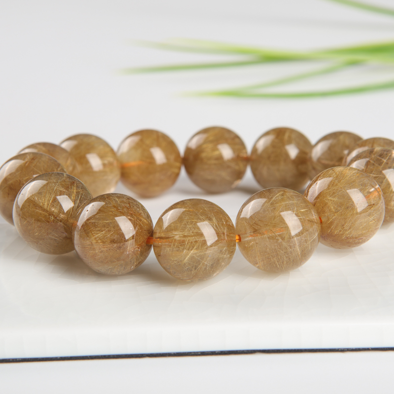 15mm金发晶手串-红掌柜