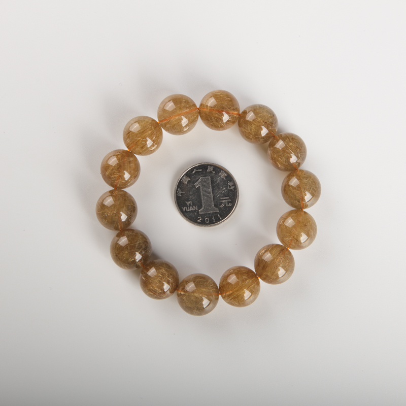 15mm天然金发晶手串-红掌柜