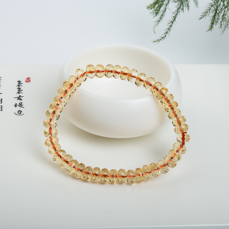 巴西紫黄水晶刻面三圈手串-红掌柜