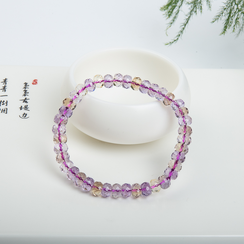 巴西天然水晶刻面三圈手串-红掌柜