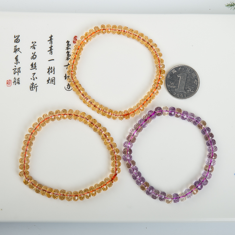 巴西天然紫黄水晶手串-红掌柜