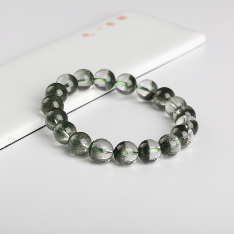 天然绿幽灵单圈手串-红掌柜