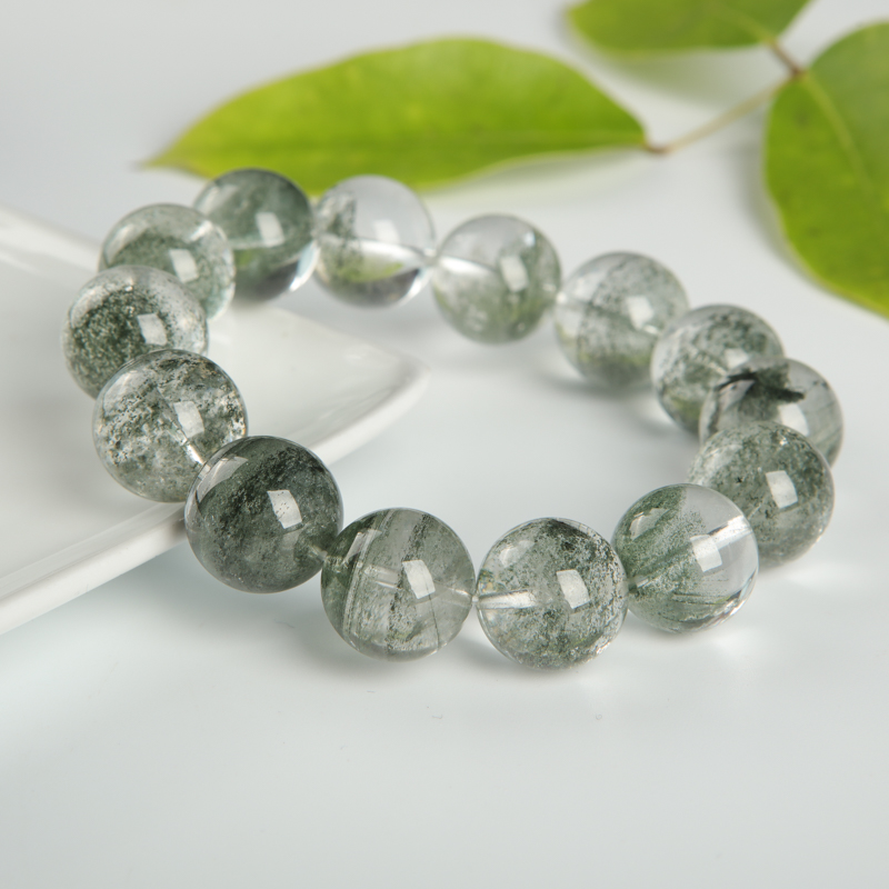 天然绿幽灵单圈手串-红掌柜