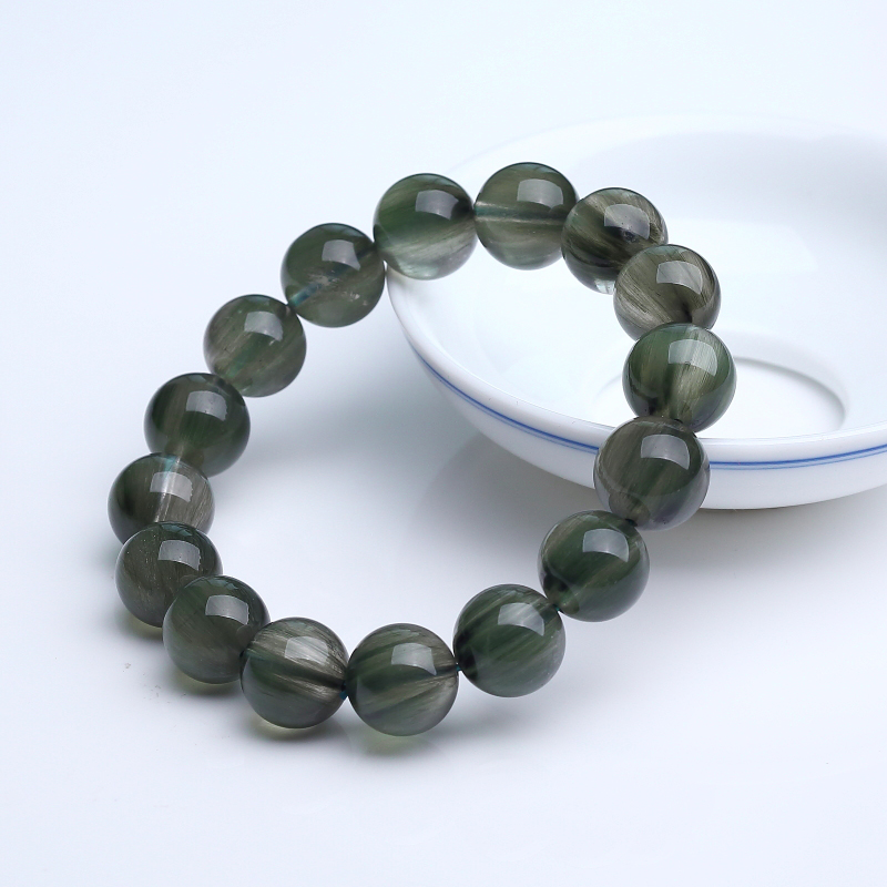 天然13.5mm绿发晶手串 - 红掌柜