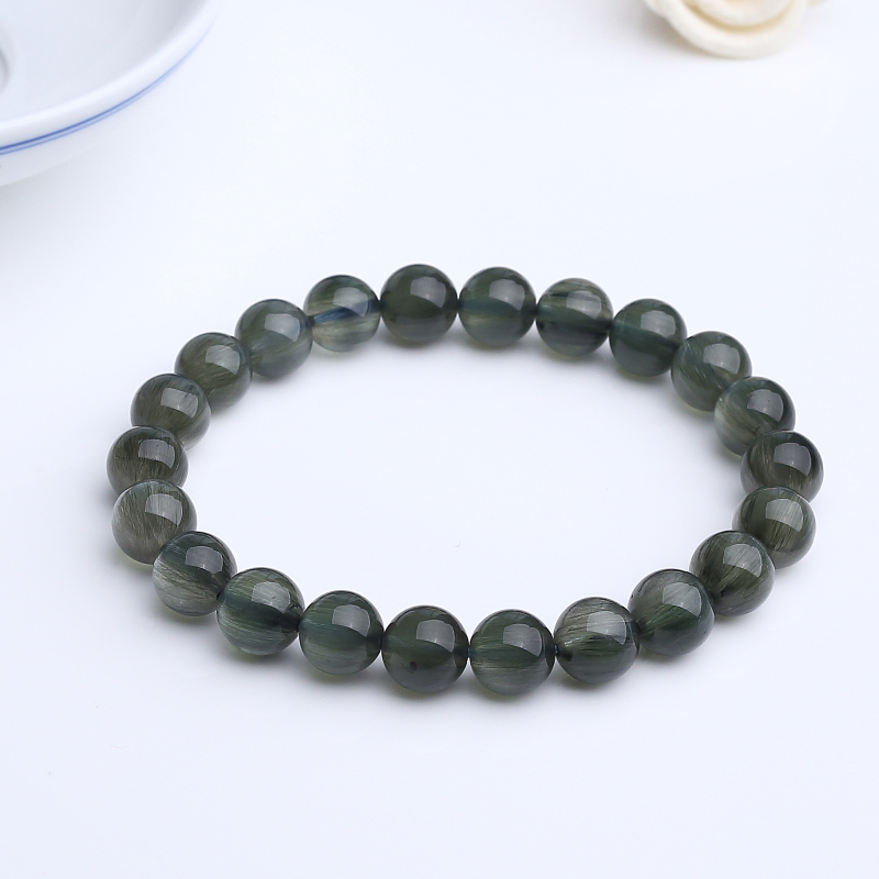 巴西天然发晶圆珠手串 - 红掌柜