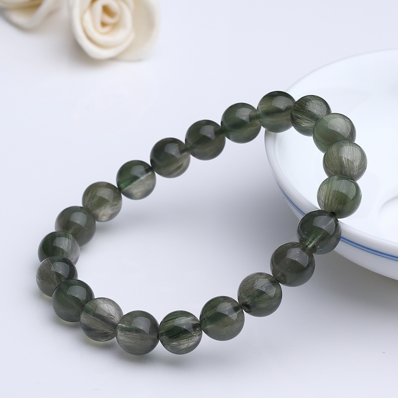 天然绿发晶圆珠手串 - 红掌柜