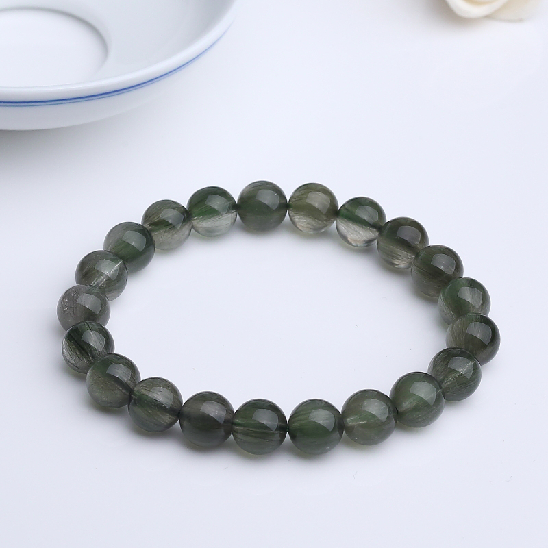 巴西天然发晶圆珠手串 - 红掌柜