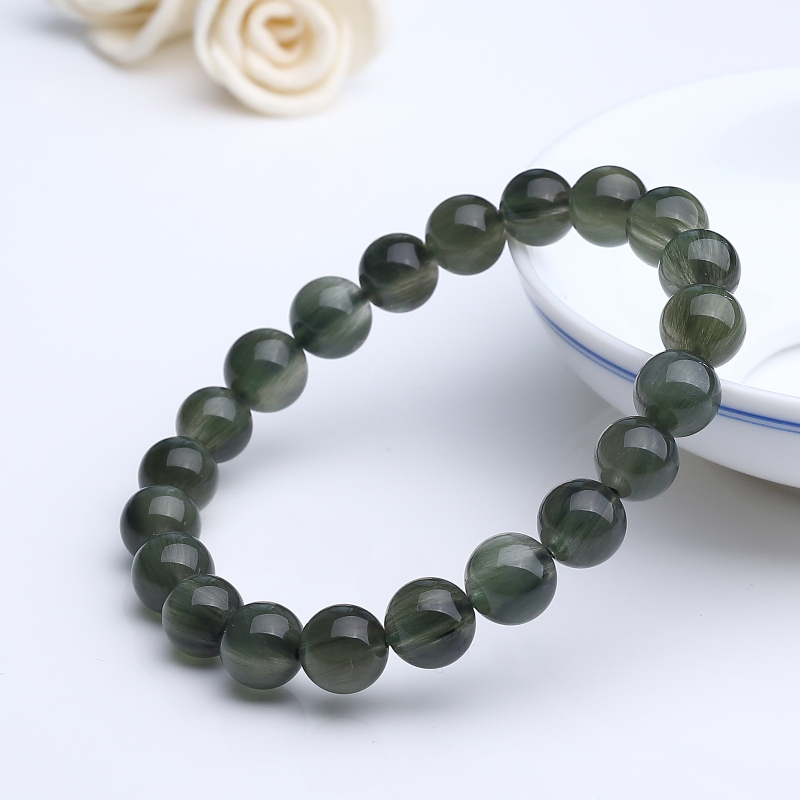 天然绿发晶圆珠手串 - 红掌柜