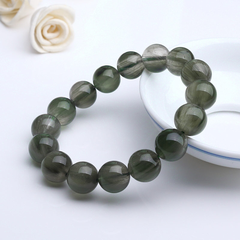 天然绿发晶圆珠手串 - 红掌柜