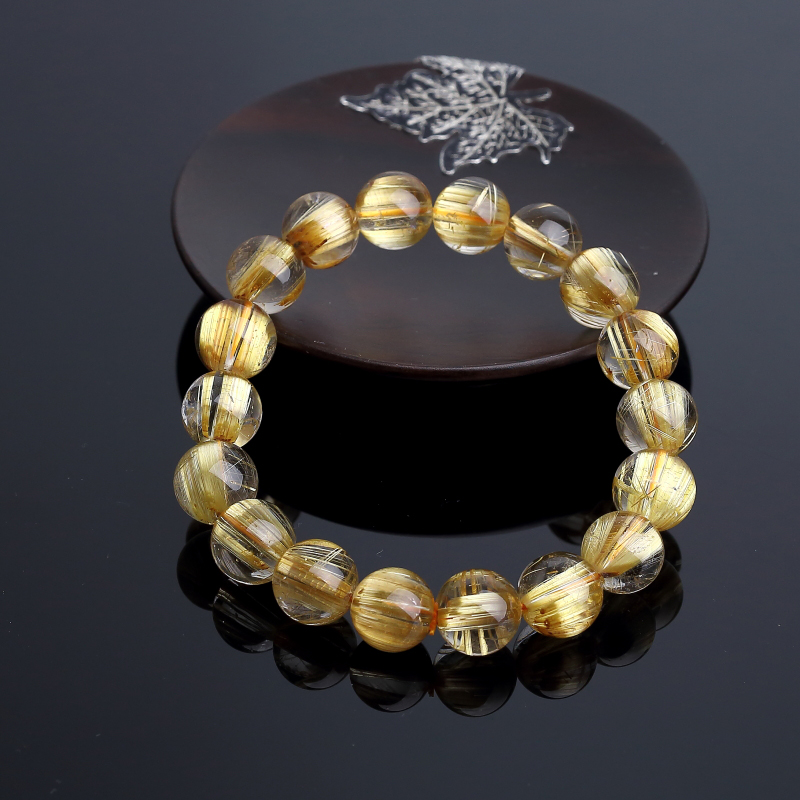 11mm钛金发晶手串-红掌柜