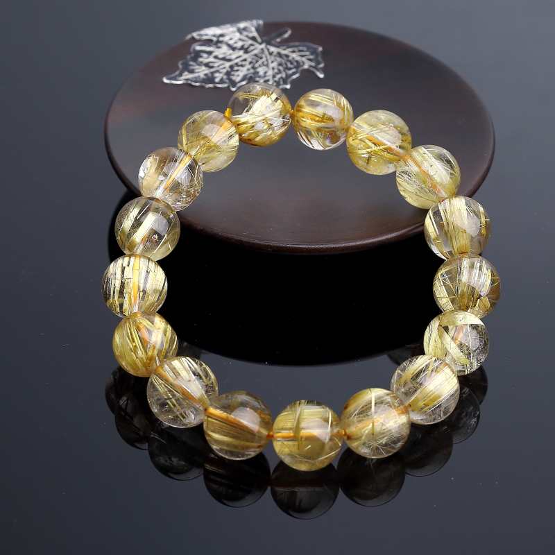 12mm钛金发晶手串-红掌柜