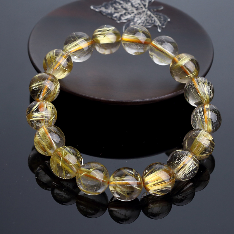 12mm钛金发晶手串-红掌柜