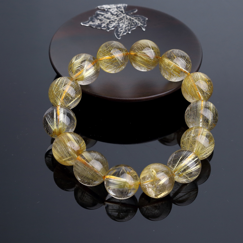 16mm钛金发晶手串-红掌柜