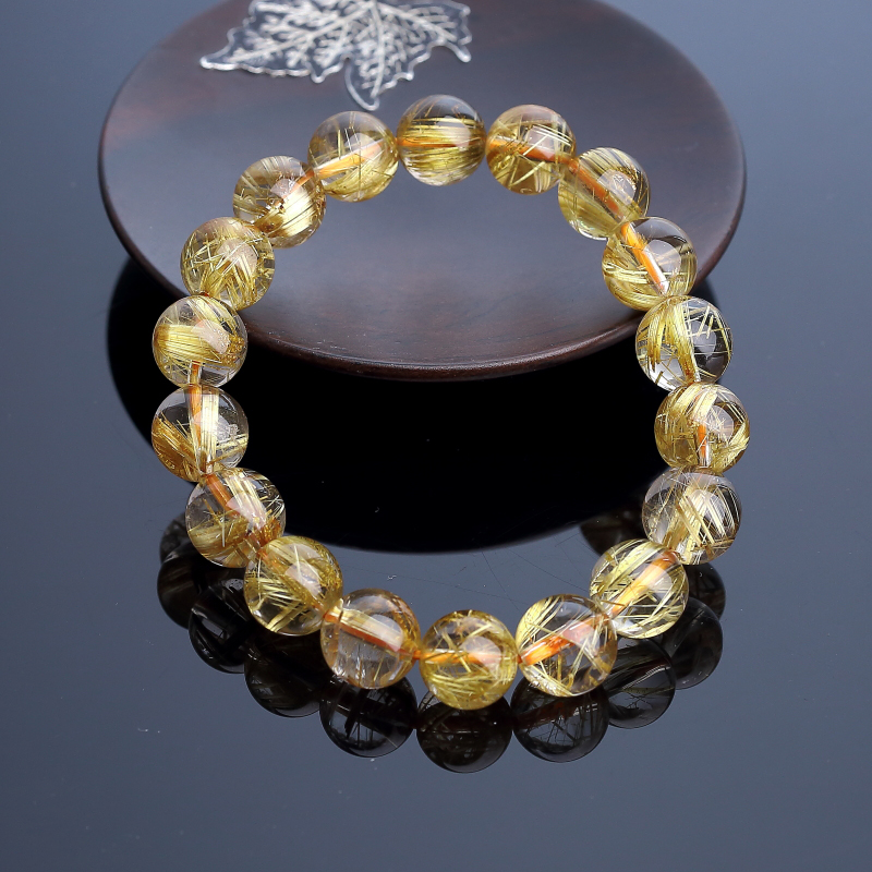 11mm钛金发晶手串-红掌柜