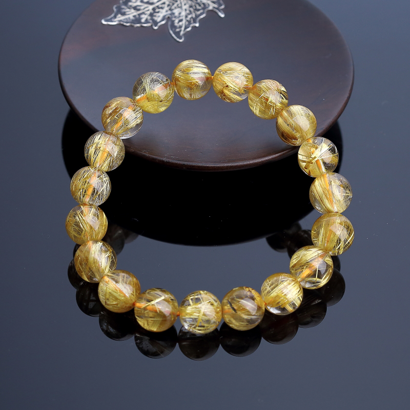 10mm钛金发晶手串-红掌柜