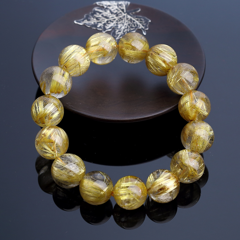 14mm钛金发晶手串-红掌柜