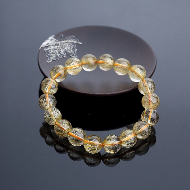 11mm钛金发晶手串-红掌柜