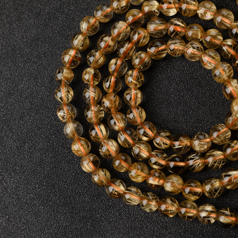 天然钛金发晶佛珠-红掌柜