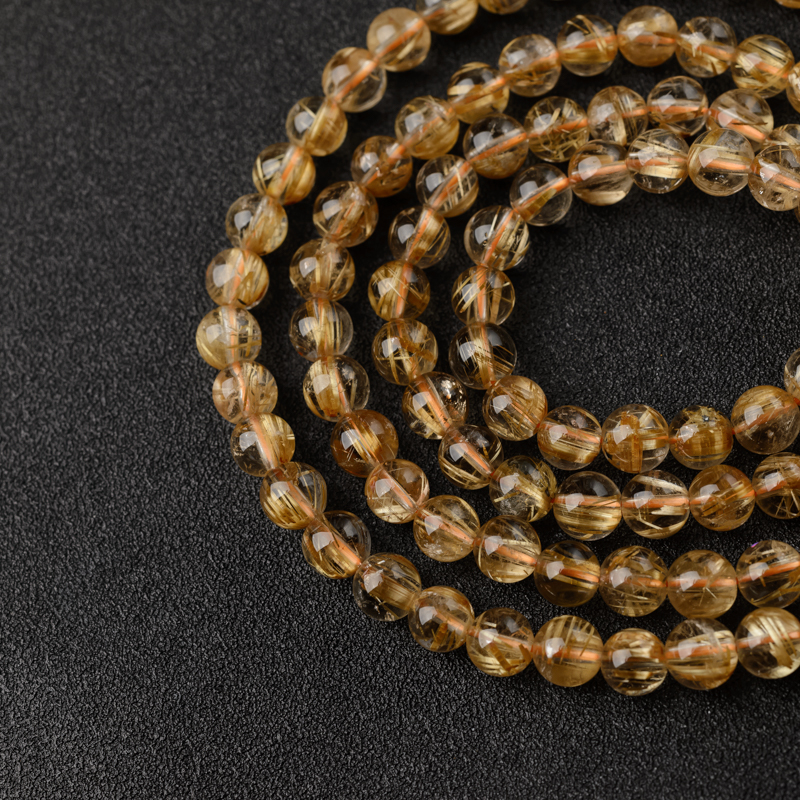 天然钛金发晶佛珠-红掌柜