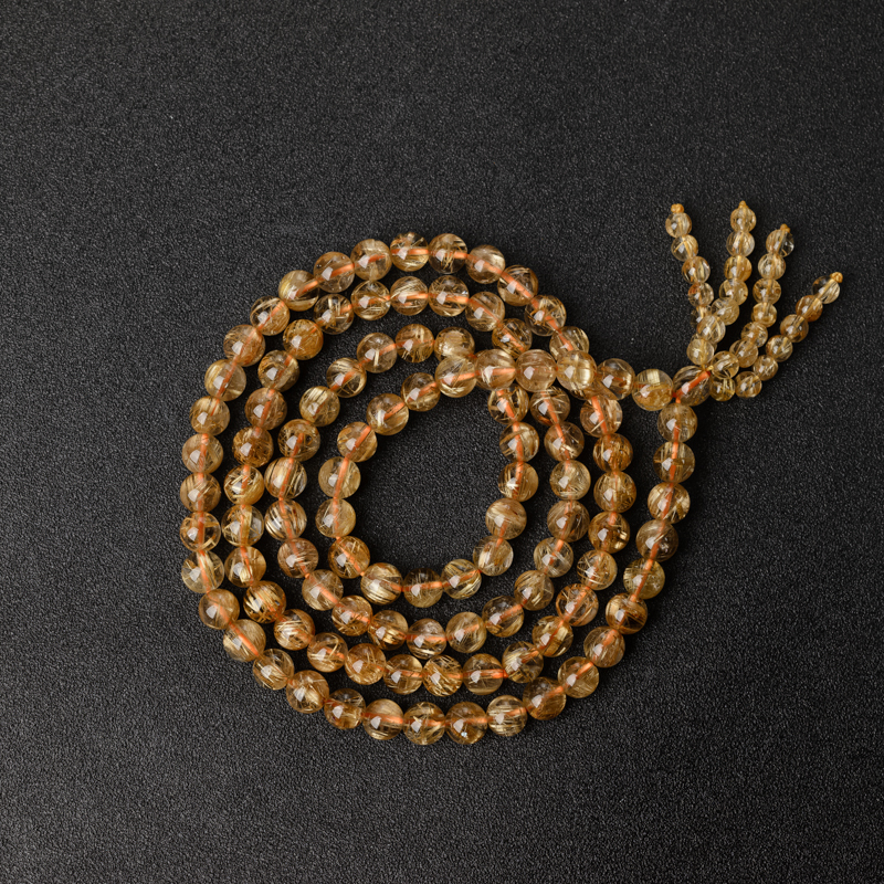 天然钛金发晶佛珠-红掌柜