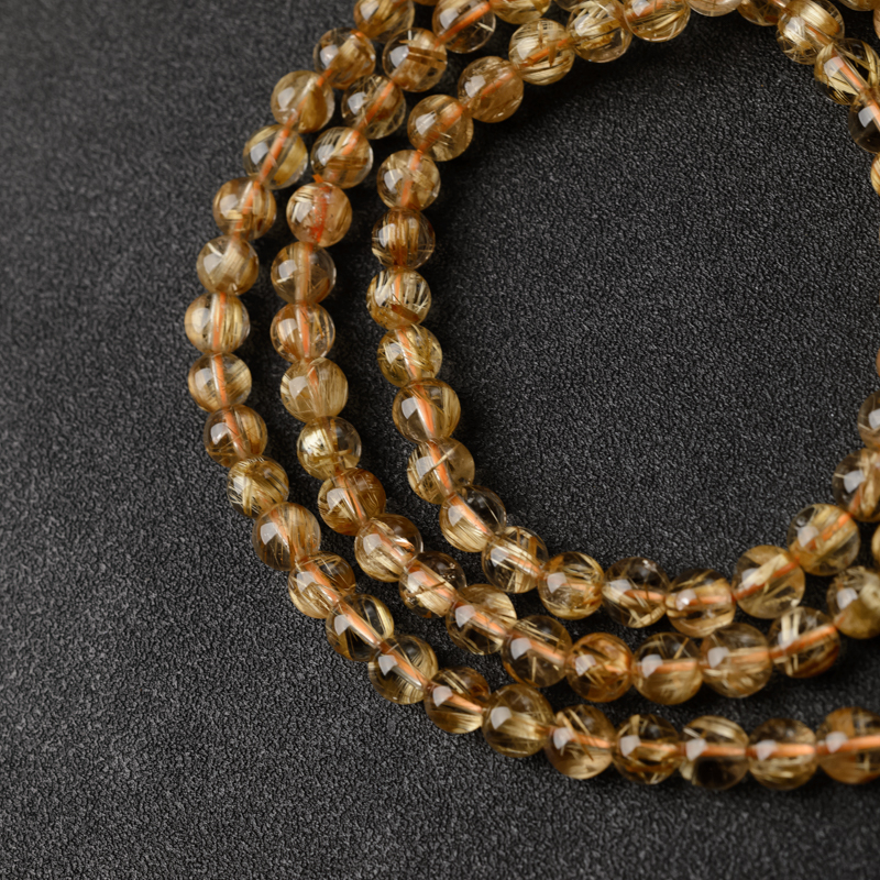 天然钛金发晶佛珠-红掌柜