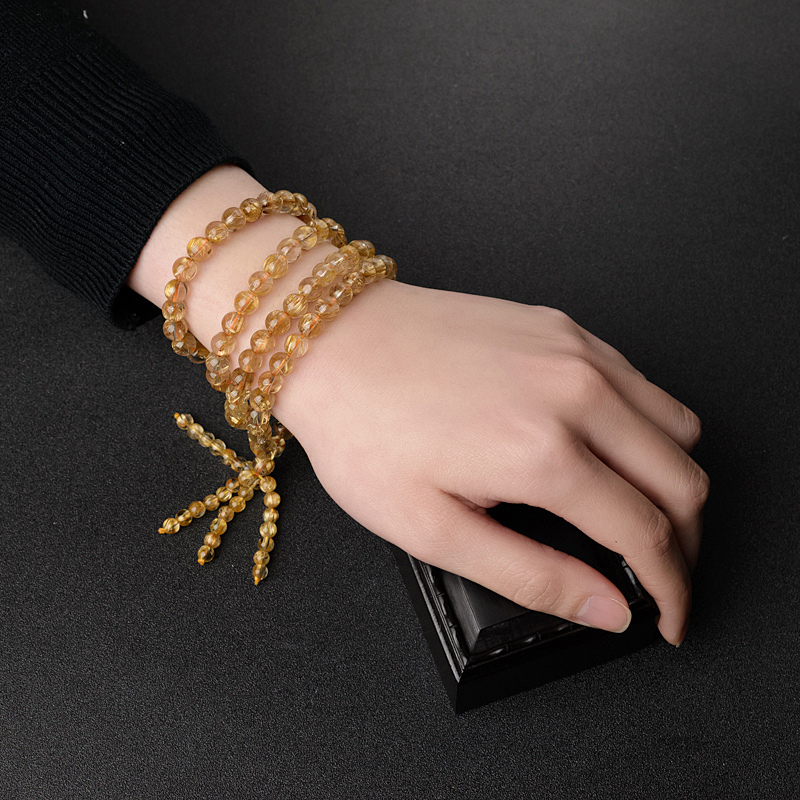 巴西钛金发晶佛珠-红掌柜