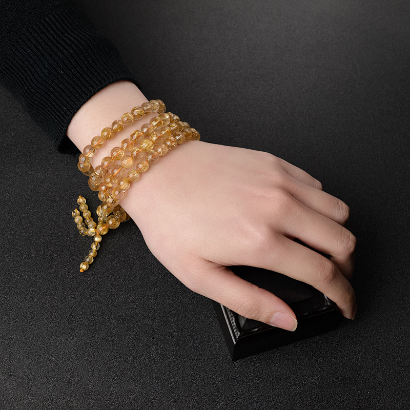 巴西钛金发晶佛珠-红掌柜