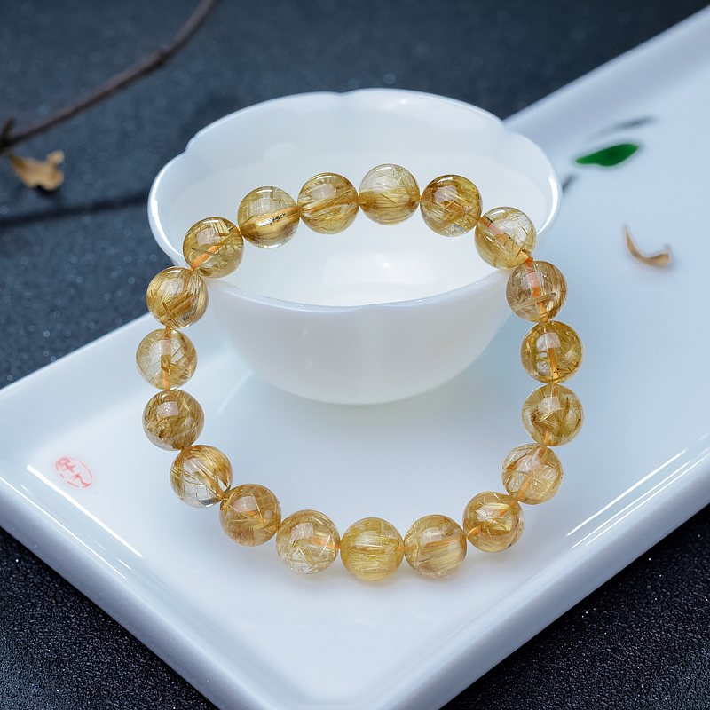 巴西钛晶单圈手串-红掌柜