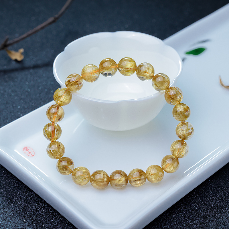 天然钛晶单圈手串-红掌柜