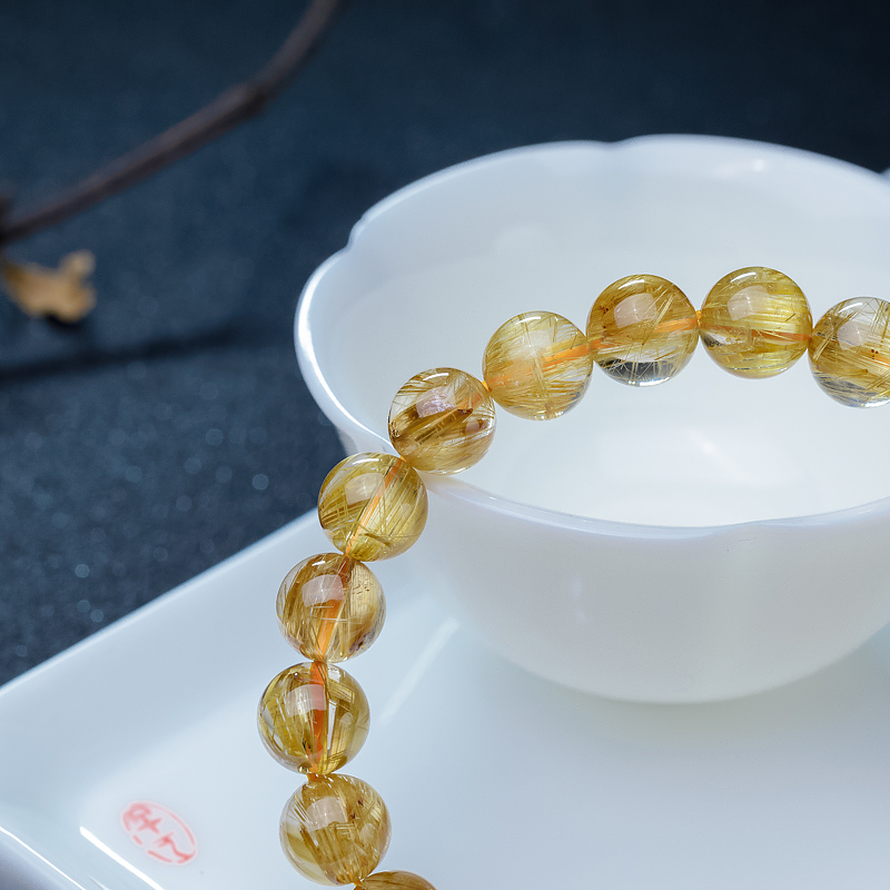 巴西钛晶单圈手串-红掌柜