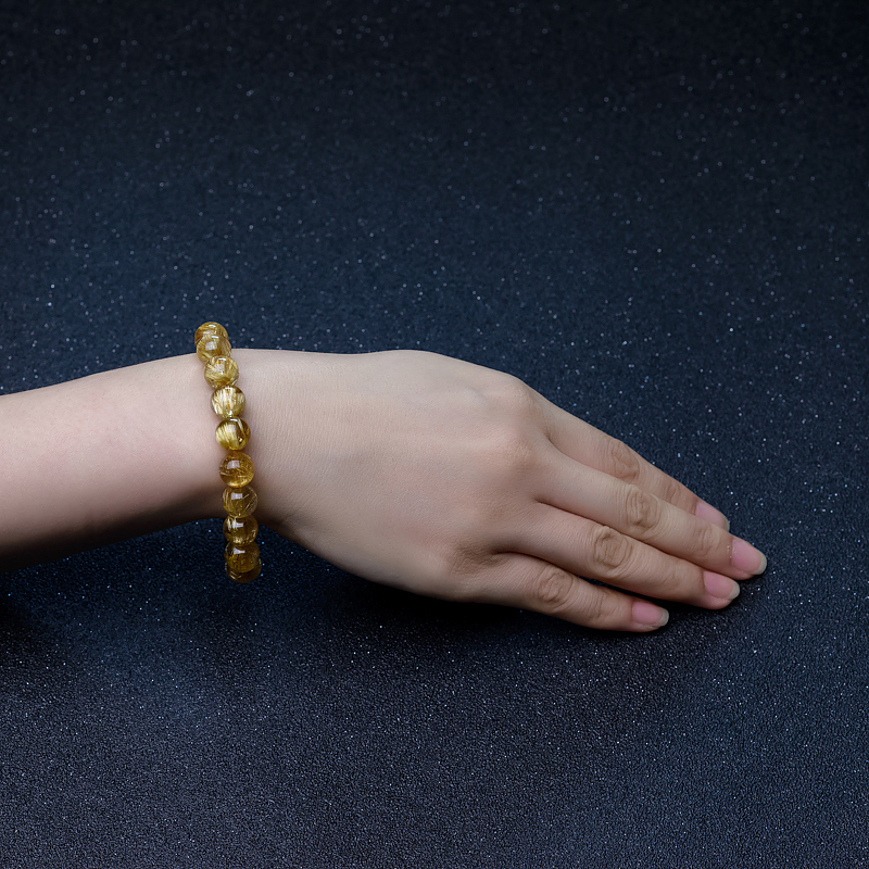 巴西天然钛晶手串-红掌柜