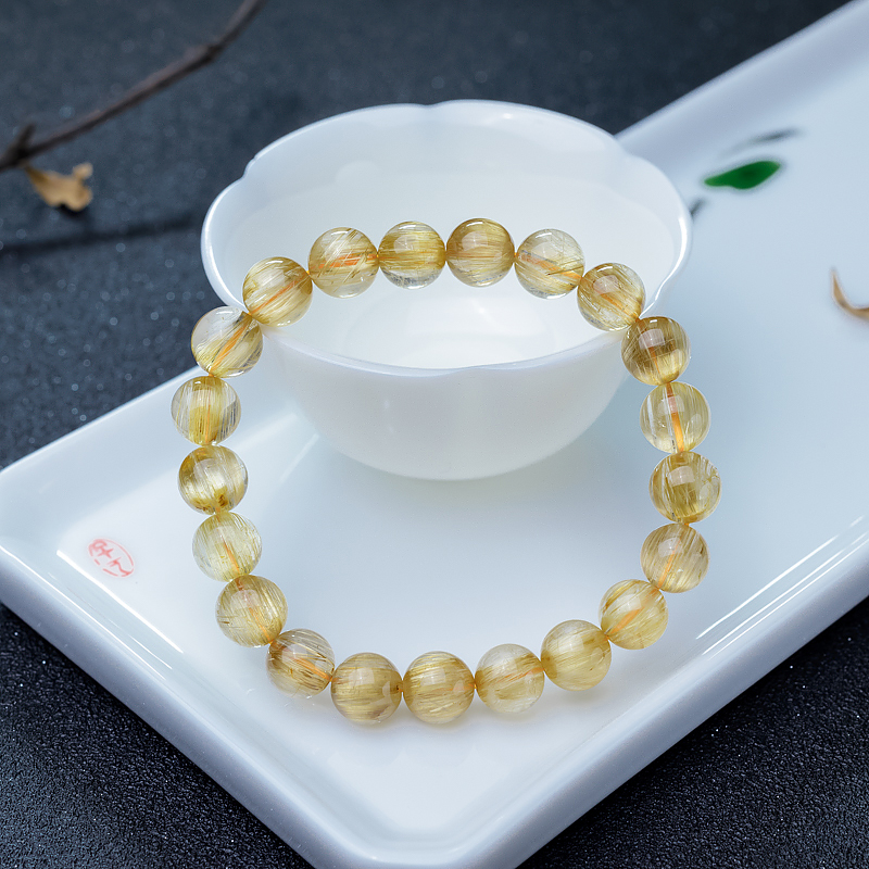 天然猫眼钛晶单圈手串-红掌柜